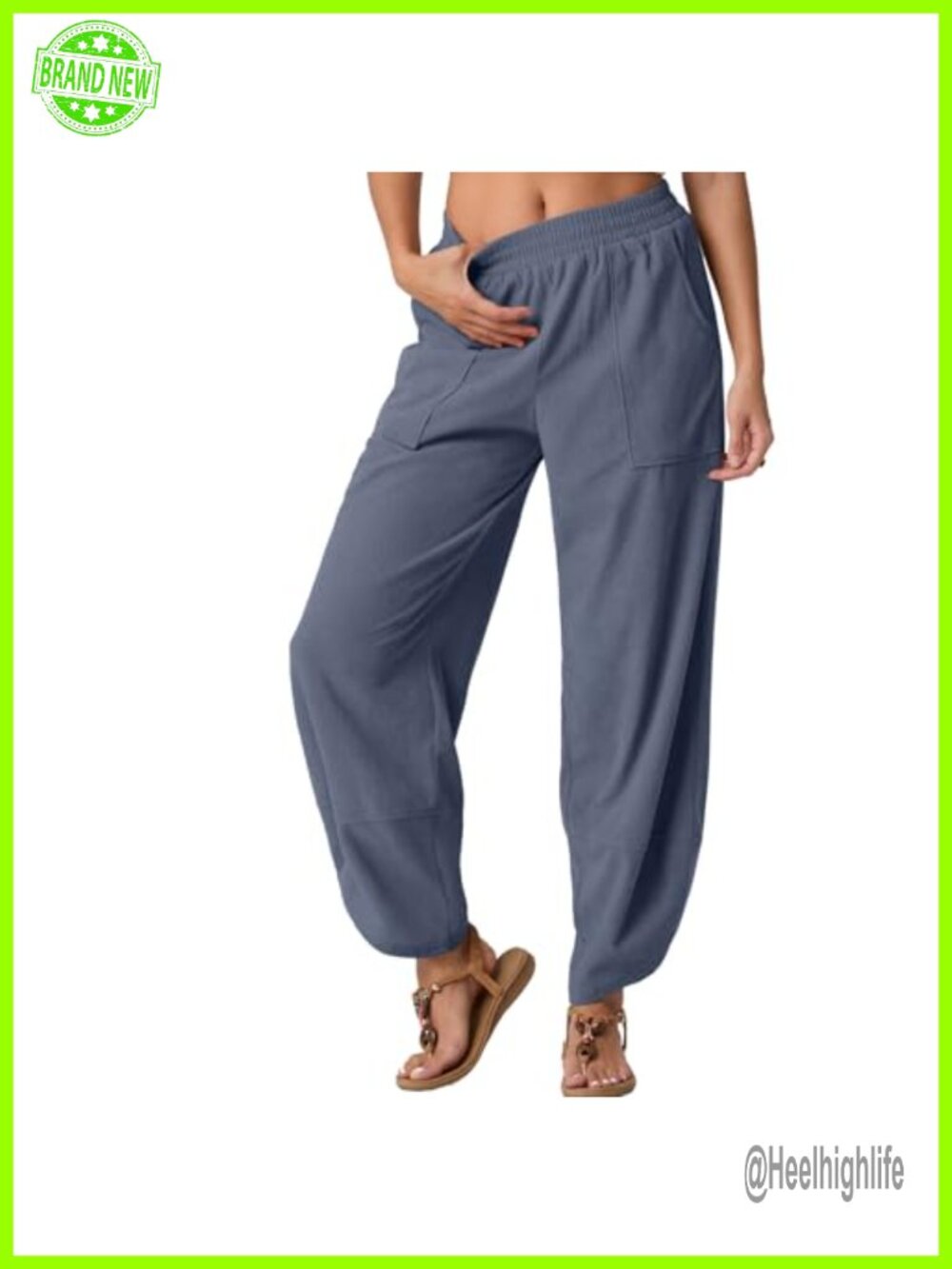 Womens Wide Leg Harem Palazzo Pants Elastic Waist with Pockets Travel